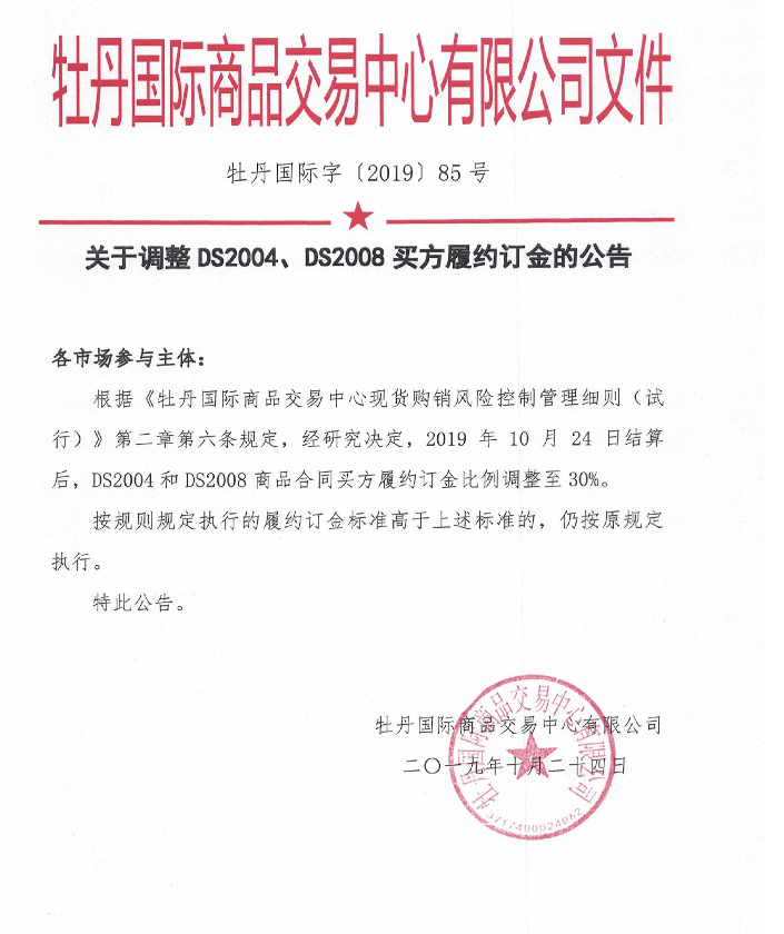 關(guān)于調(diào)整DS2004、DS2008買(mǎi)方履約訂金的公告